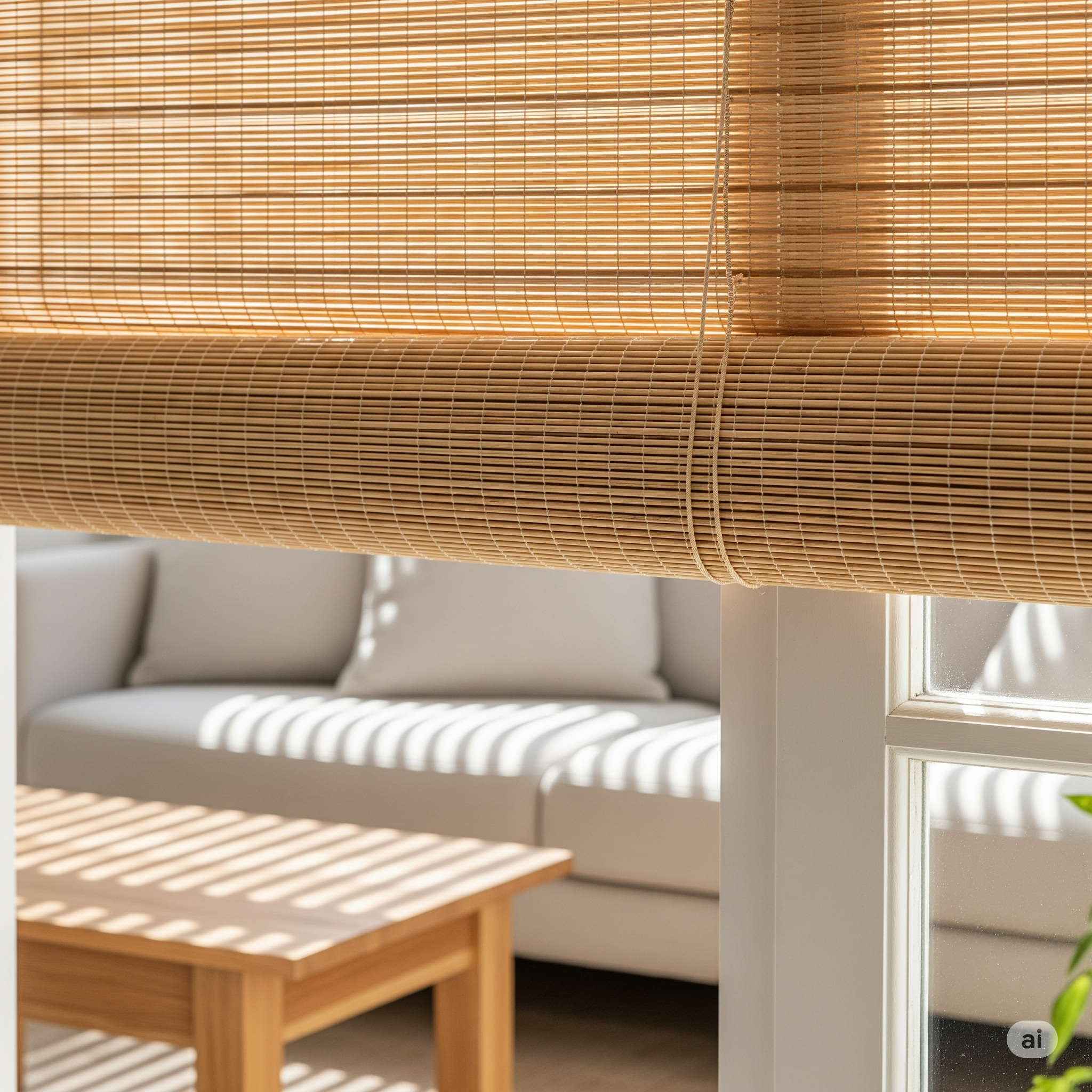 Bamboo Blinds with decorative valance