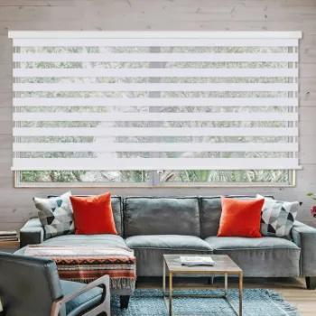 Horizontal White Zebra Blinds curtain roller